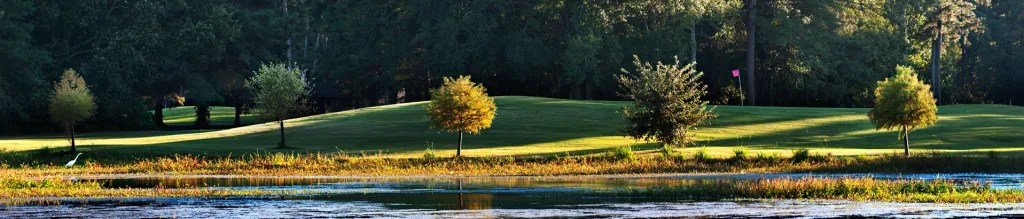 Hole No. 13 green overlooking the water at Lagoon Park Golf Course